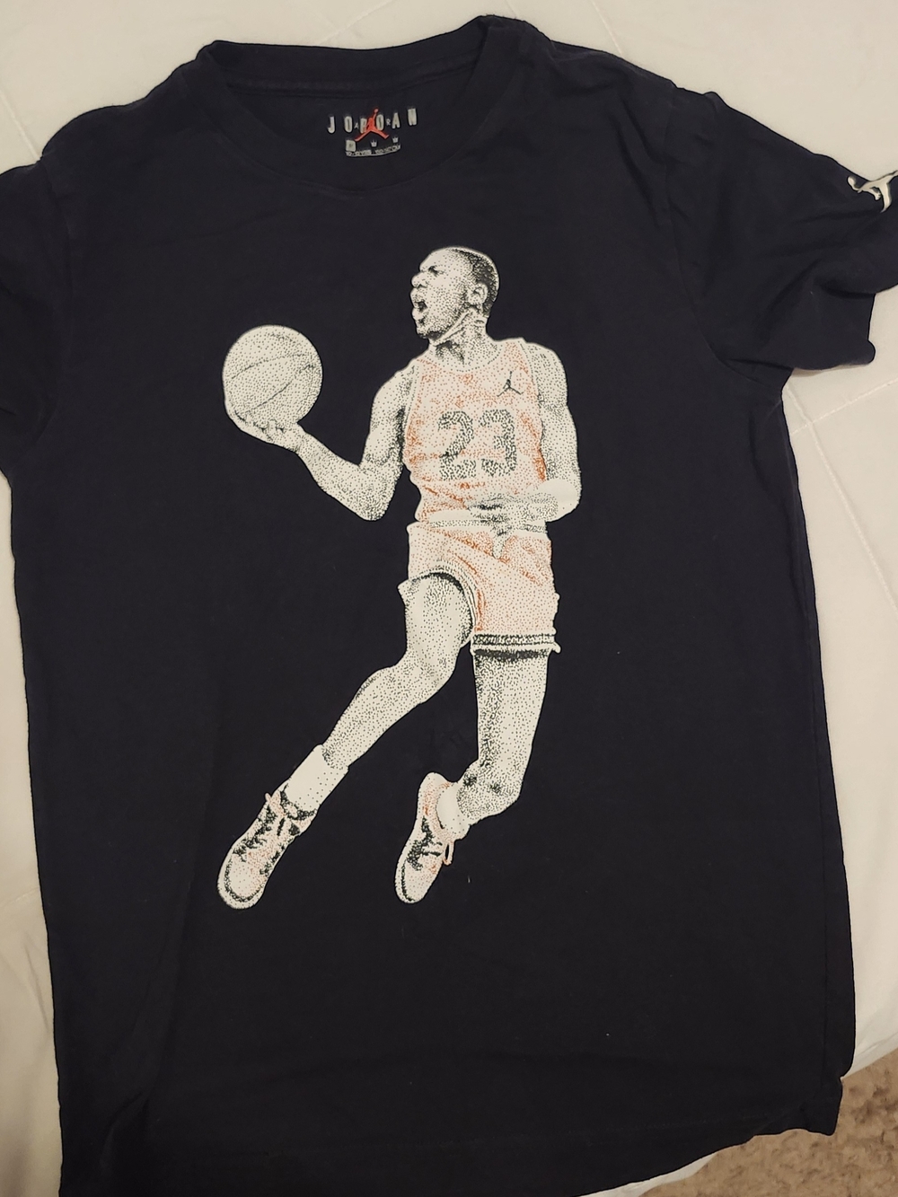 Jordan Black Tee with White and Faded Orange Jumpman Graphic